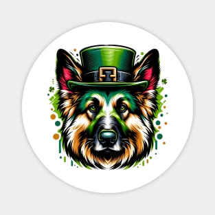 Vibrant German Shepherd Dog Celebrates Saint Patrick's Day Magnet